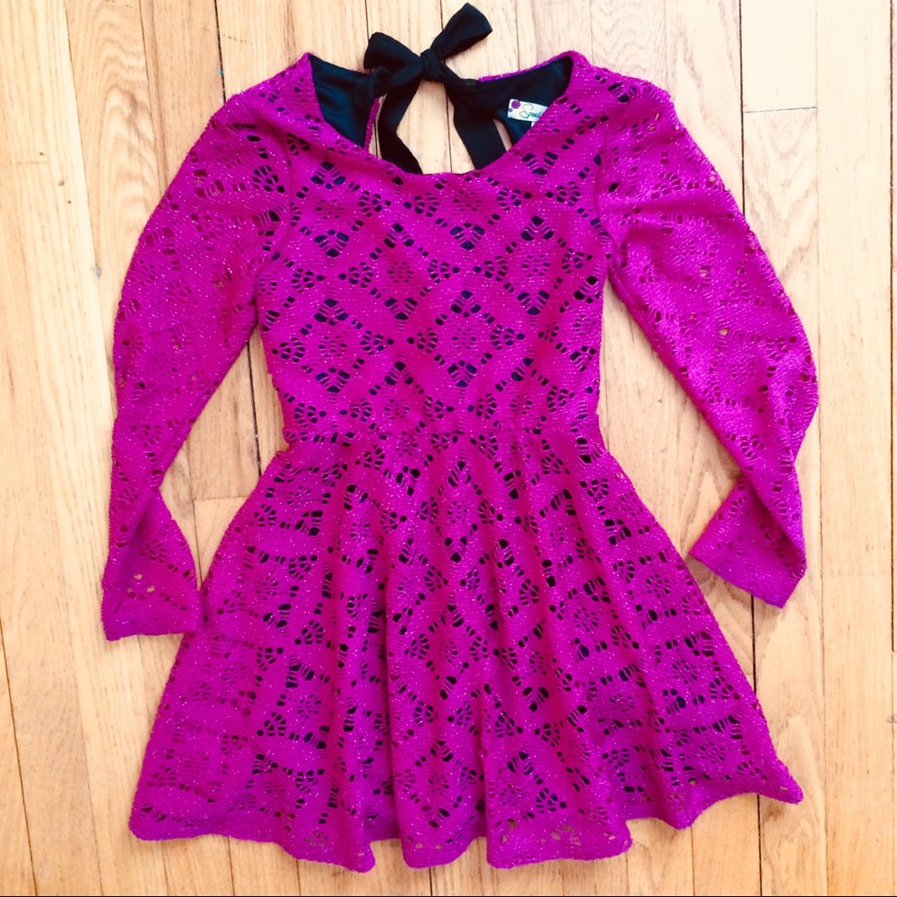 Girls Pink Lace Dress Sz 7